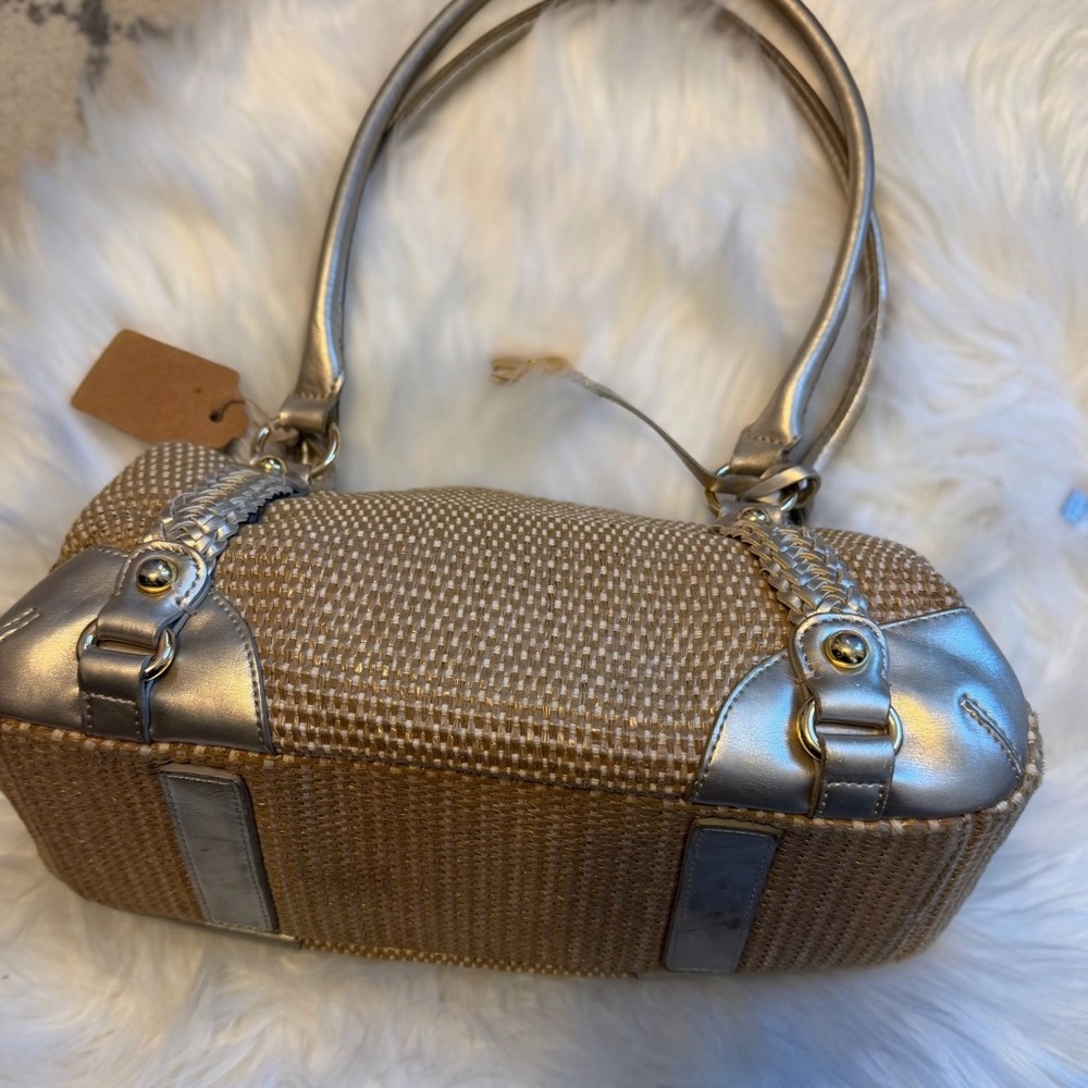 Vintage Giani Bernini Tan and Gold Satchel
